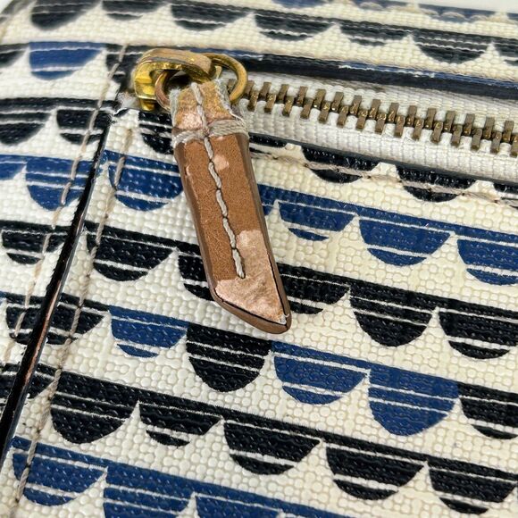 FOSSIL EMMA RFID Zip Around Continental Wallet Blue Tan Cream Geometric Pattern - Picture 9 of 11